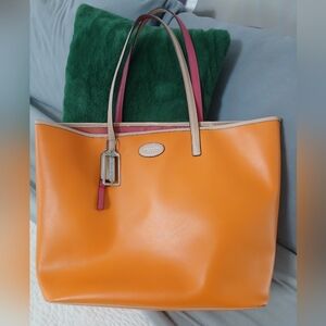 Coach #31326 Metro Leather Tote, Vermillion Red With Charms